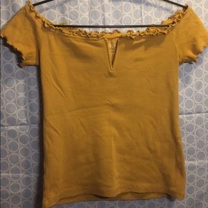 NWOT//Seriously soft mustard off shoulder shirt 💛